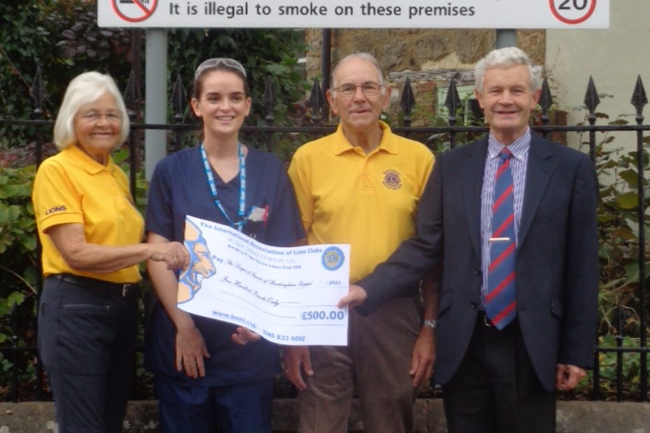 The cheque was presented by Lions and Buckingham residents Mike Lee and Ann Pullan to Chairman of the League, Julian Lovelock, and Ward Sister Amy Wright
